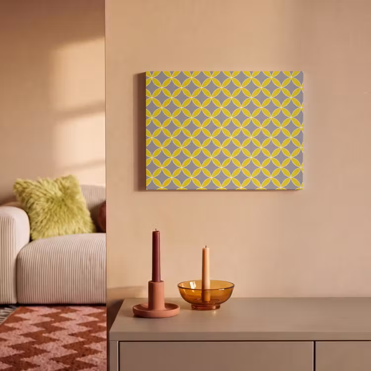 Geometrisch - Cirkels - Modern - Grijs - Geel PET vilt klein 837 -sfeer1