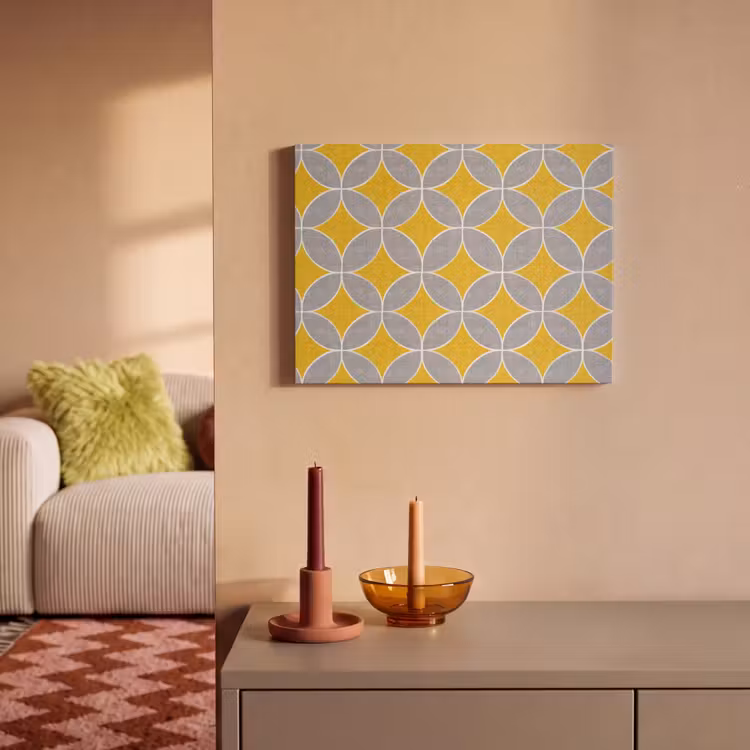 Geometrisch - Cirkels - Textuur - Grijs - Geel PET vilt klein 837 -sfeer1