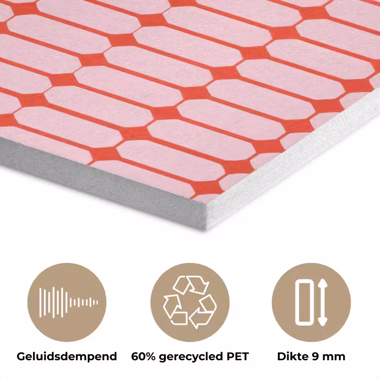Geometrisch - Minimalistisch - Rood - Roze PET vilt klein 837 -closeup_NL