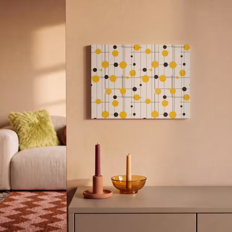 Geometrisch - Retro - Lijnen - Okergeel - Zwart PET vilt klein 837 -sfeer1