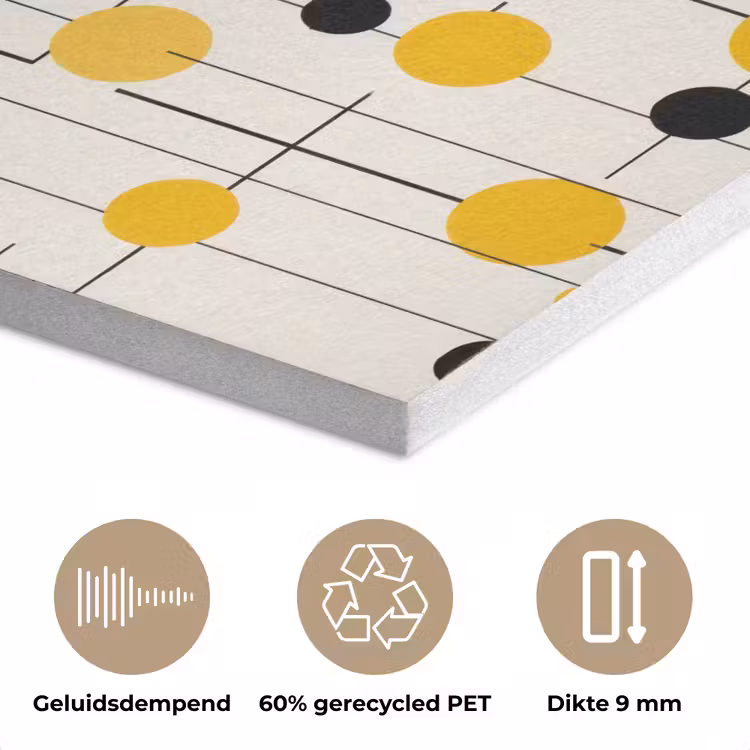 Geometrisch - Retro - Lijnen - Okergeel - Zwart PET vilt klein 837 -closeup_NL