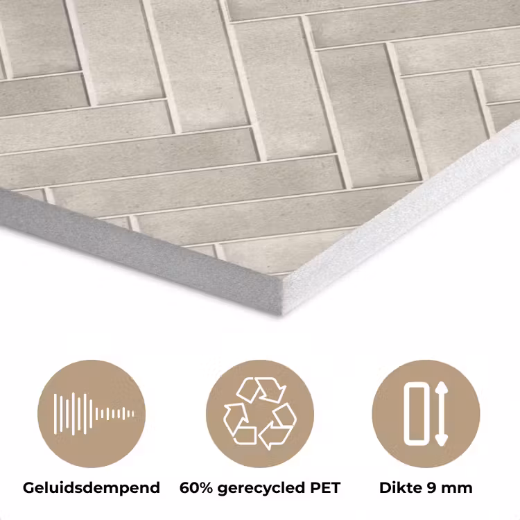 Visgraat - Wandtegel - Beige PET vilt klein 837 -closeup_NL