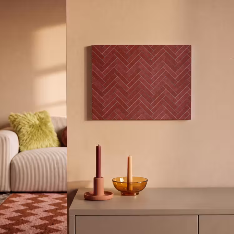 Visgraat - Wandtegel - Bordeaux - Rood PET vilt klein 837 -sfeer1