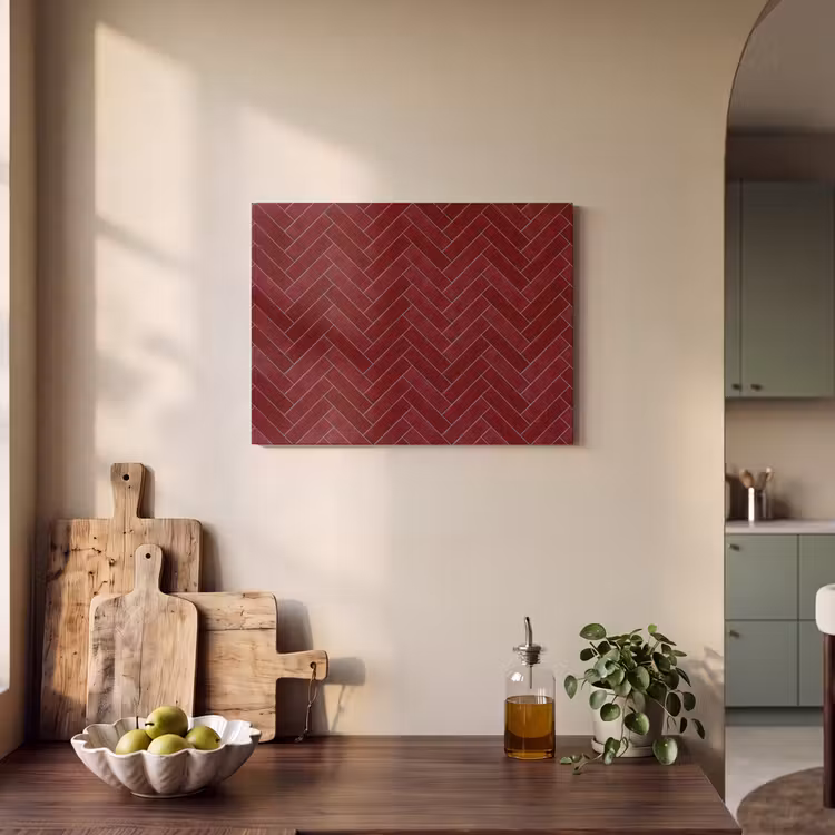 Visgraat - Wandtegel - Bordeaux - Rood PET vilt klein 837 -sfeer2