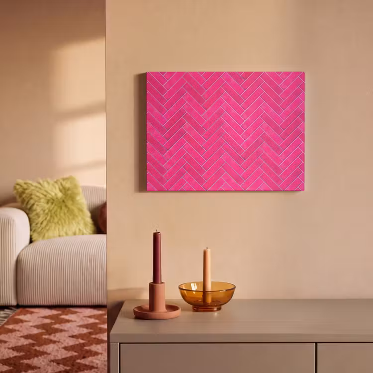 Visgraat - Wandtegel - Fuchsia - Roze PET vilt klein 837 -sfeer1