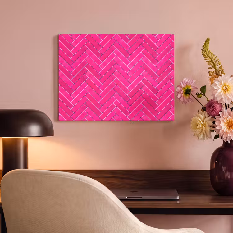 Visgraat - Wandtegel - Fuchsia - Roze PET vilt klein 837 -sfeer3