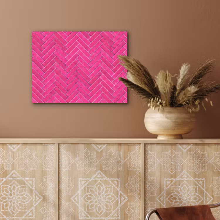 Visgraat - Wandtegel - Fuchsia - Roze PET vilt klein 837 -sfeer4