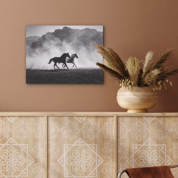 Paard - Ren - Stof - Zwart-wit - Dieren PET vilt klein -sfeer4