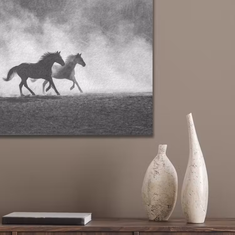 Paard - Ren - Stof - Zwart-wit - Dieren PET vilt klein -sfeer6_closeup