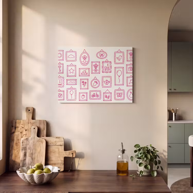 Illustratie - Collectie - Kunst - Minimalistisch - Roze PET vilt klein -sfeer2