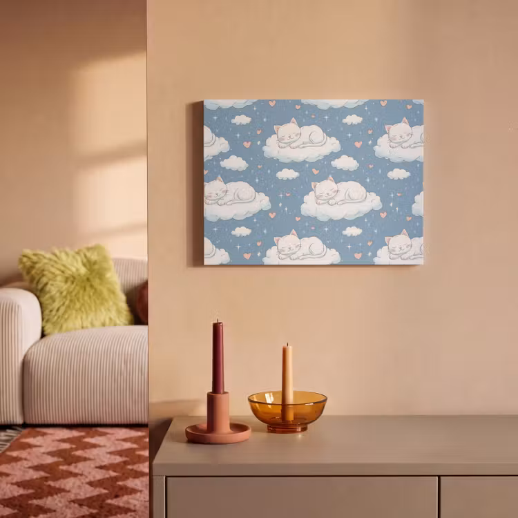 Kitten - Wolken - Blauw PET vilt klein 837 -sfeer1