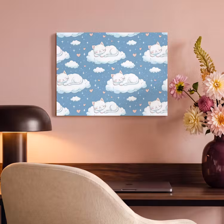 Kitten - Wolken - Blauw PET vilt klein 837 -sfeer3