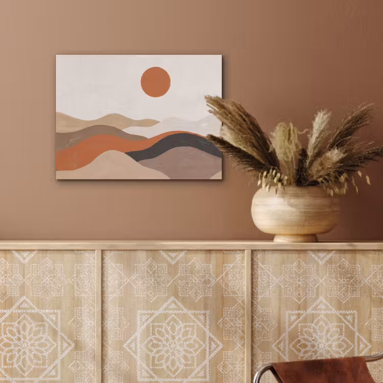 Landschap - Heuvels - Zon - Abstract - Oranje PET vilt klein -sfeer4
