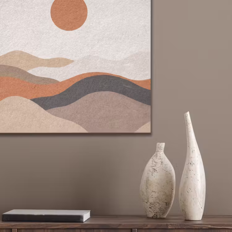 Landschap - Heuvels - Zon - Abstract - Oranje PET vilt klein -sfeer6_closeup