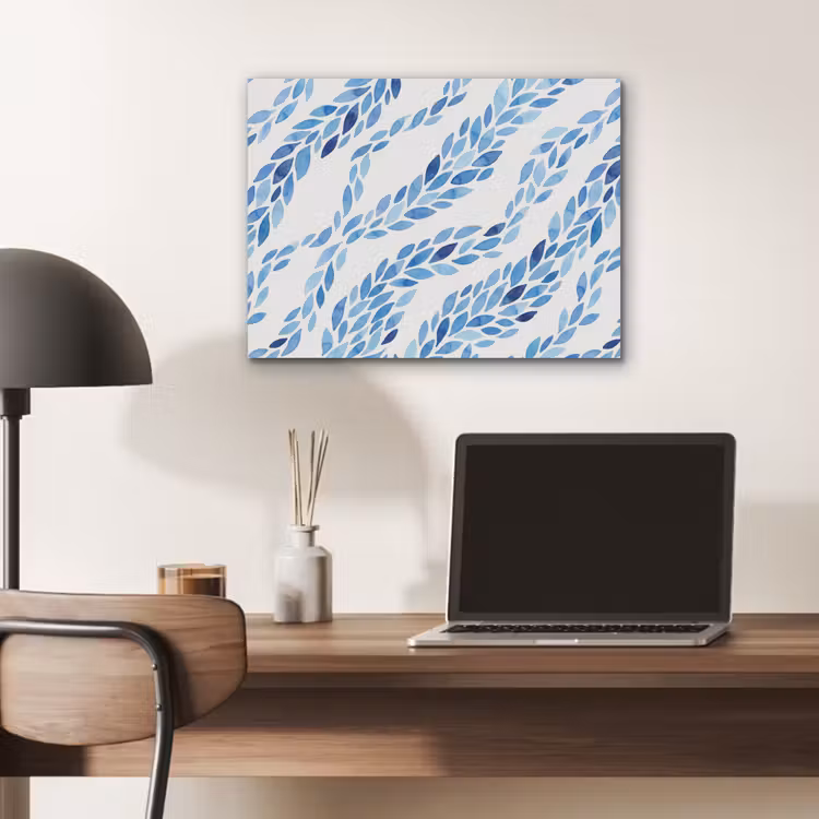 Bladeren - Aquarel - Patroon - Modern - Blauw PET vilt klein -sfeer5