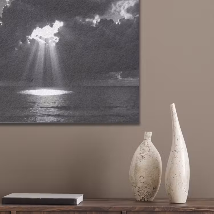 Licht - Wolken - Zee - Zwart-wit - Natuur PET vilt klein -sfeer6_closeup
