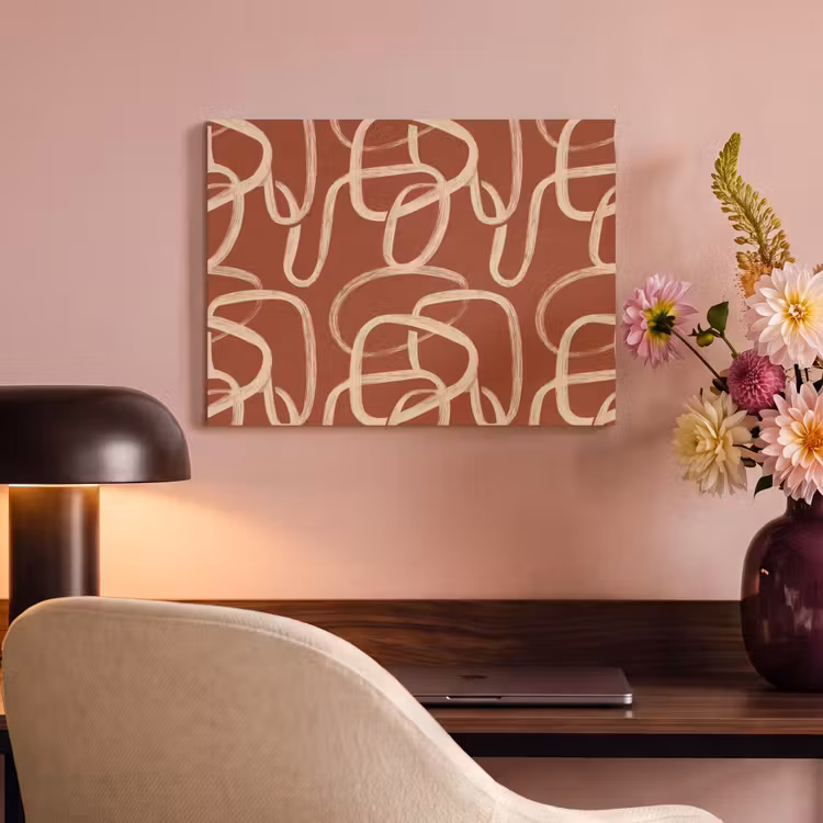 Lijnen - Abstract - Organisch - Terracotta - Crème PET vilt klein 837 -sfeer3