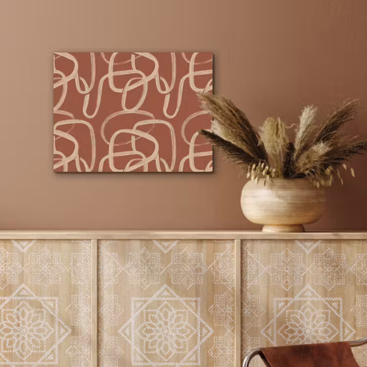Lijnen - Abstract - Organisch - Terracotta - Crème PET vilt klein 837 -sfeer4