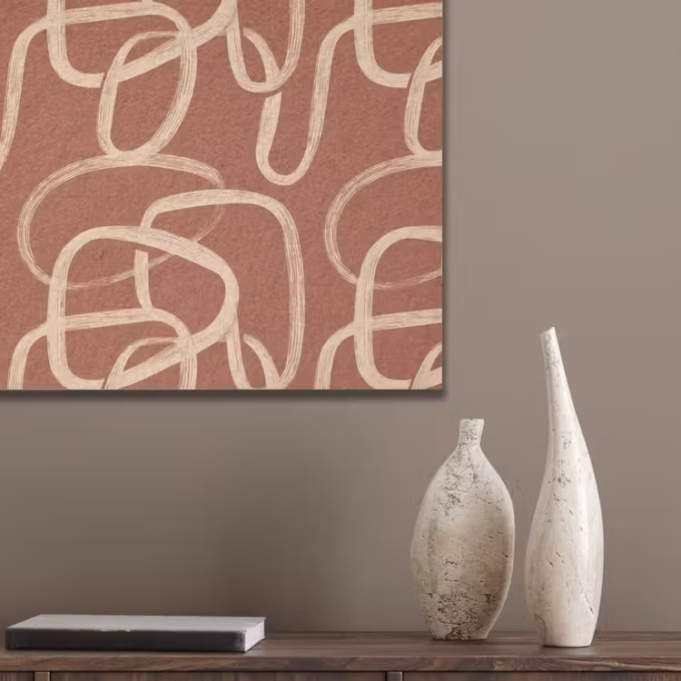 Lijnen - Abstract - Organisch - Terracotta - Crème PET vilt klein 837 -sfeer6_closeup