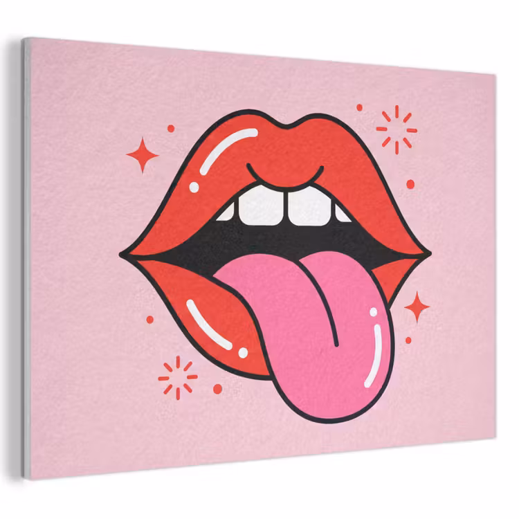 Lippen - Tong - Pop-art - Kleurrijk - Roze PET vilt klein -3d