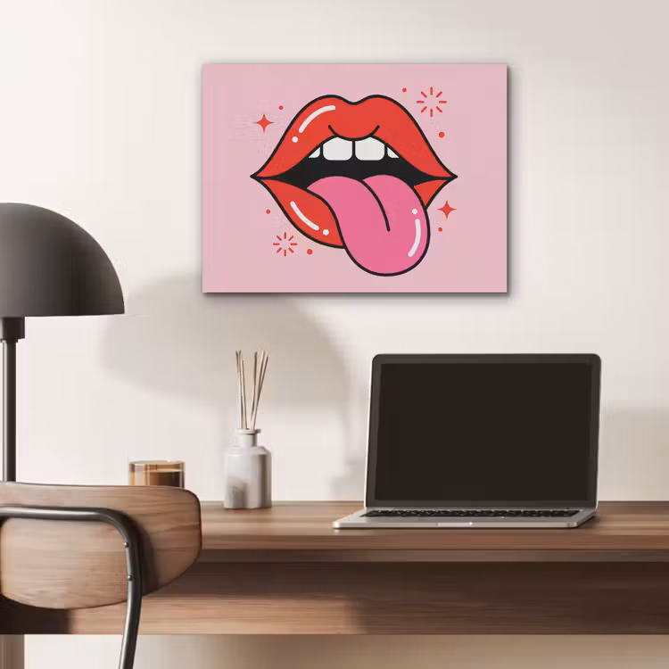 Lippen - Tong - Pop-art - Kleurrijk - Roze PET vilt klein -sfeer5