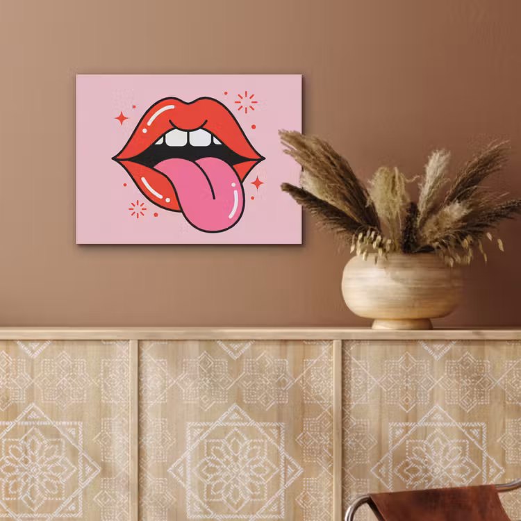 Lippen - Tong - Pop-art - Kleurrijk - Roze PET vilt klein -sfeer4