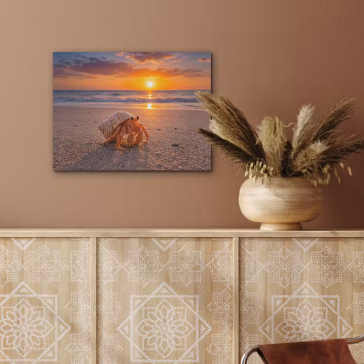Kreeft - Strand - Natuur - Zonsondergang - Oranje PET vilt klein -sfeer4