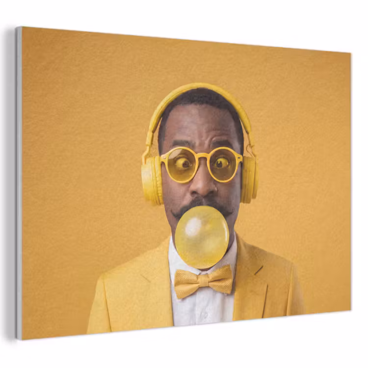 Man - Bubblegum - Portret - Geel - Modern PET vilt klein -3d