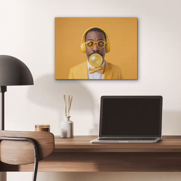 Man - Bubblegum - Portret - Geel - Modern PET vilt klein -sfeer5