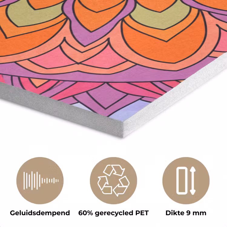 Mandala - Cirkel - Abstract - Kleurrijk - Patroon PET vilt klein -closeup_NL