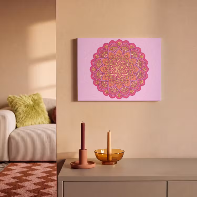 Mandala - Cirkel - Spiritueel - Oosters - Roze PET vilt klein -sfeer1