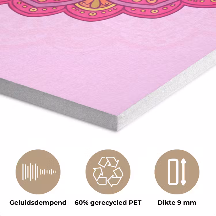 Mandala - Cirkel - Spiritueel - Oosters - Roze PET vilt klein -closeup_NL