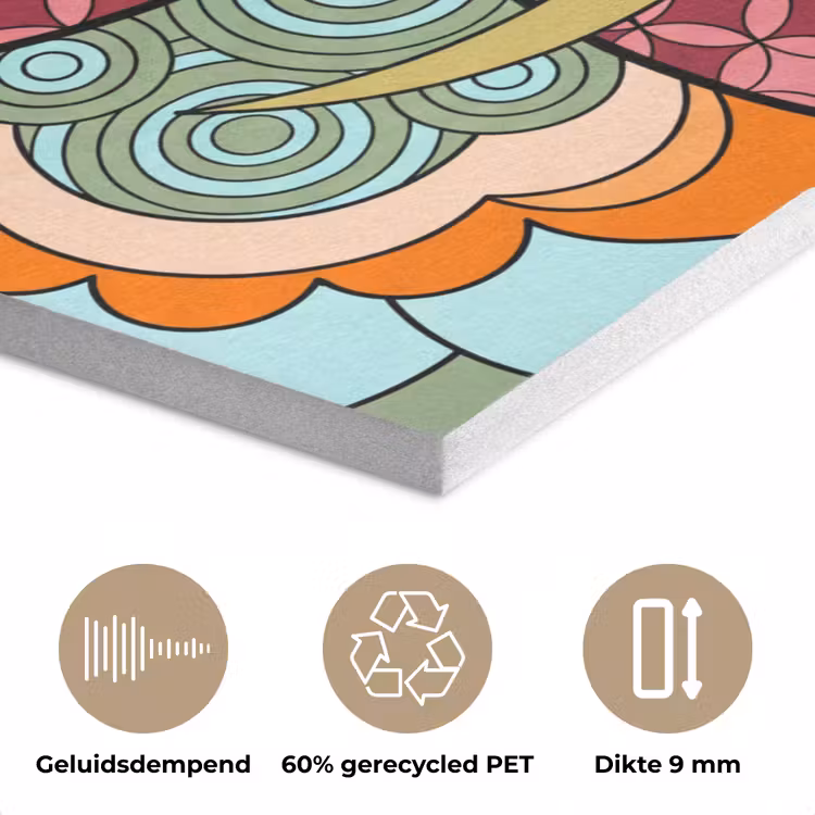 Mandala - Geometrisch - Kunst - Decoratief - Kleurrijk PET vilt klein -closeup_NL