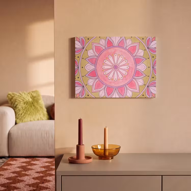 Mandala - Patroon - Kunst - Aquarel - Roze PET vilt klein -sfeer1