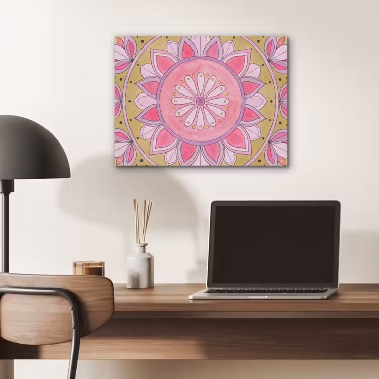 Mandala - Patroon - Kunst - Aquarel - Roze PET vilt klein -sfeer5