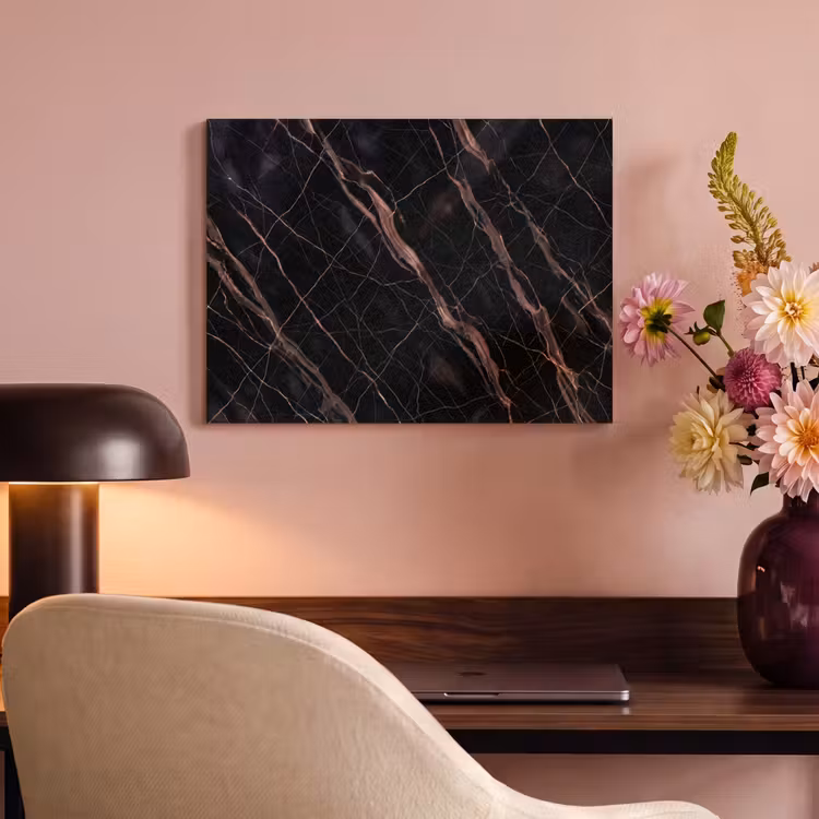 Marmer - Goud - Patroon - Luxe - Zwart PET vilt klein -sfeer3