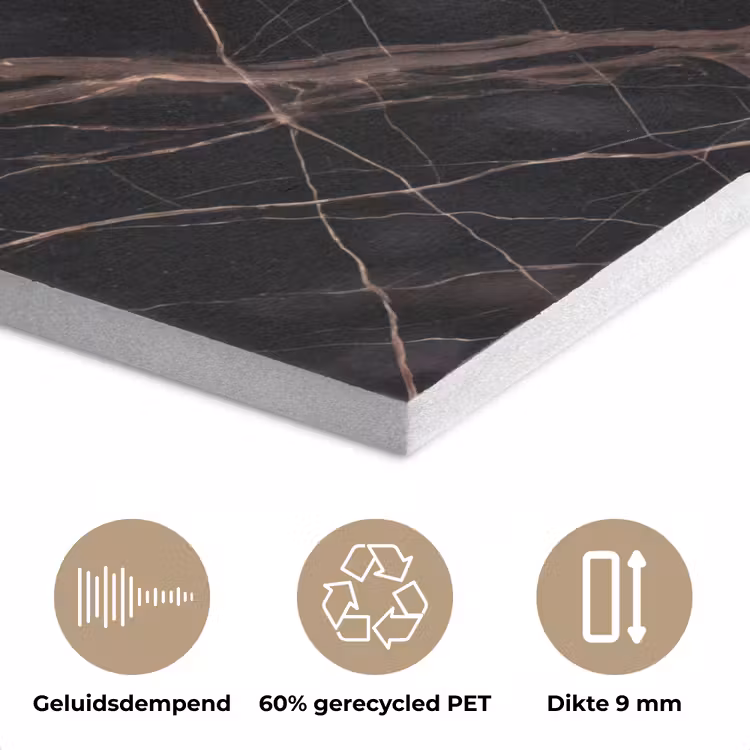 Marmer - Goud - Patroon - Luxe - Zwart PET vilt klein -closeup_NL
