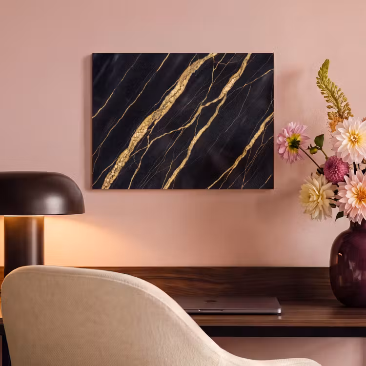 Marmer - Goud - Textuur - Abstract - Zwart PET vilt klein -sfeer3