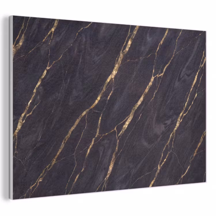Marmer - Gouden aders - Abstract - Zwart PET vilt klein -3d