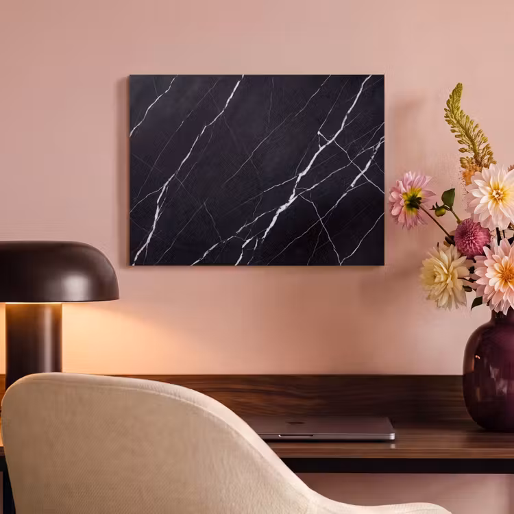 Marmer - Patroon - Abstract - Modern - Zwart PET vilt klein -sfeer3