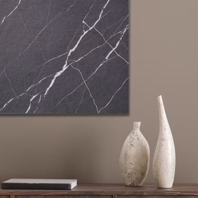 Marmer - Patroon - Abstract - Modern - Zwart PET vilt klein -sfeer6_closeup