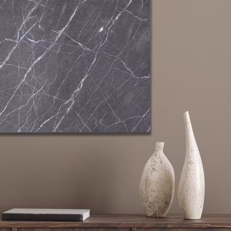 Marmer - Patroon - Modern - Zwart - Wit PET vilt klein -sfeer6_closeup