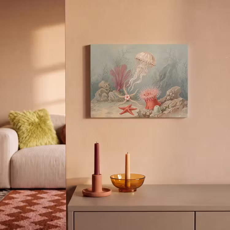 Zeeleven - Kwal - Onderwater - Illustratie - Beige PET vilt klein -sfeer1