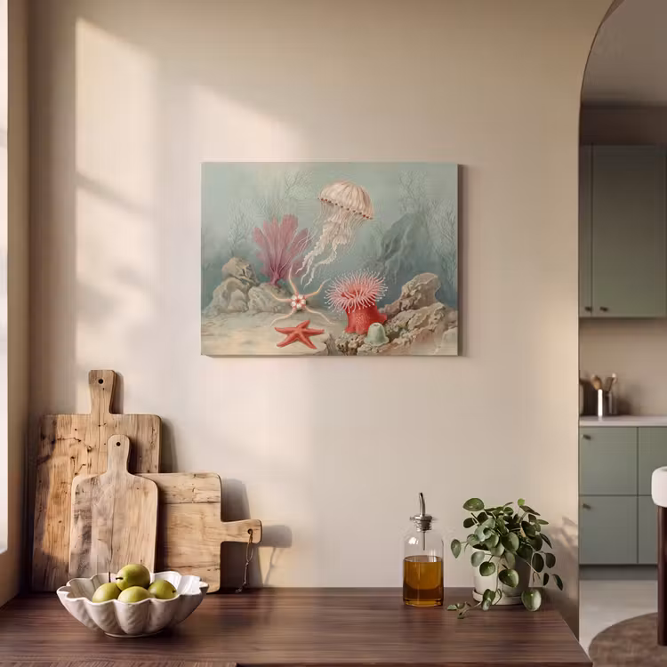 Zeeleven - Kwal - Onderwater - Illustratie - Beige PET vilt klein -sfeer2