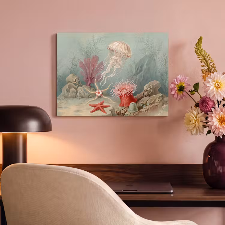 Zeeleven - Kwal - Onderwater - Illustratie - Beige PET vilt klein -sfeer3