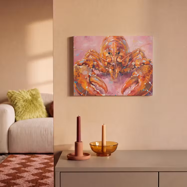 Zeeleven - Kreeft - Spatters - Abstract - Roze PET vilt klein -sfeer1