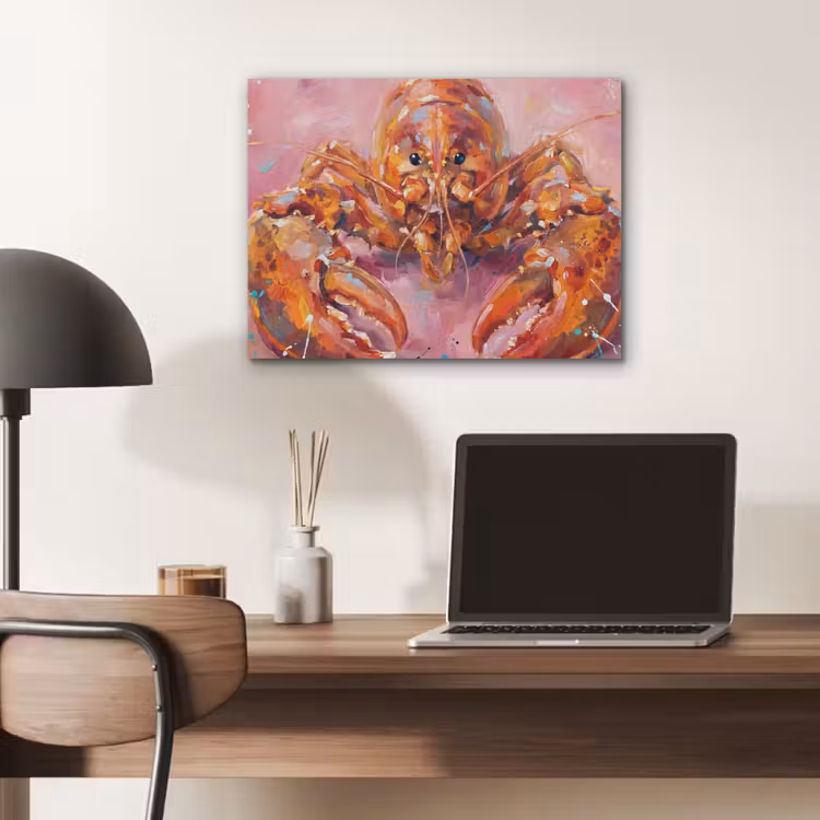 Zeeleven - Kreeft - Spatters - Abstract - Roze PET vilt klein -sfeer5