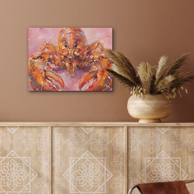 Zeeleven - Kreeft - Spatters - Abstract - Roze PET vilt klein -sfeer4