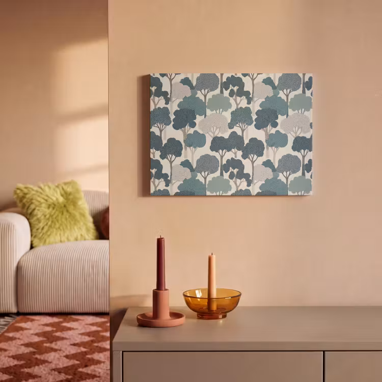 Modern - Bomen - Bos - Patroon - Blauw PET vilt klein 837 -sfeer1