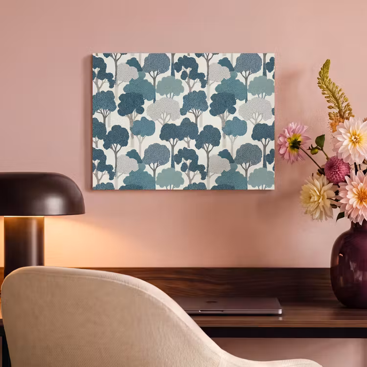 Modern - Bomen - Bos - Patroon - Blauw PET vilt klein 837 -sfeer3